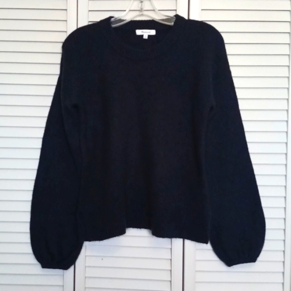 Madewell Payton Relaxed Fit Wool Alpaca Coziest Yarn Black Sweater, Size XS - Picture 5 of 13